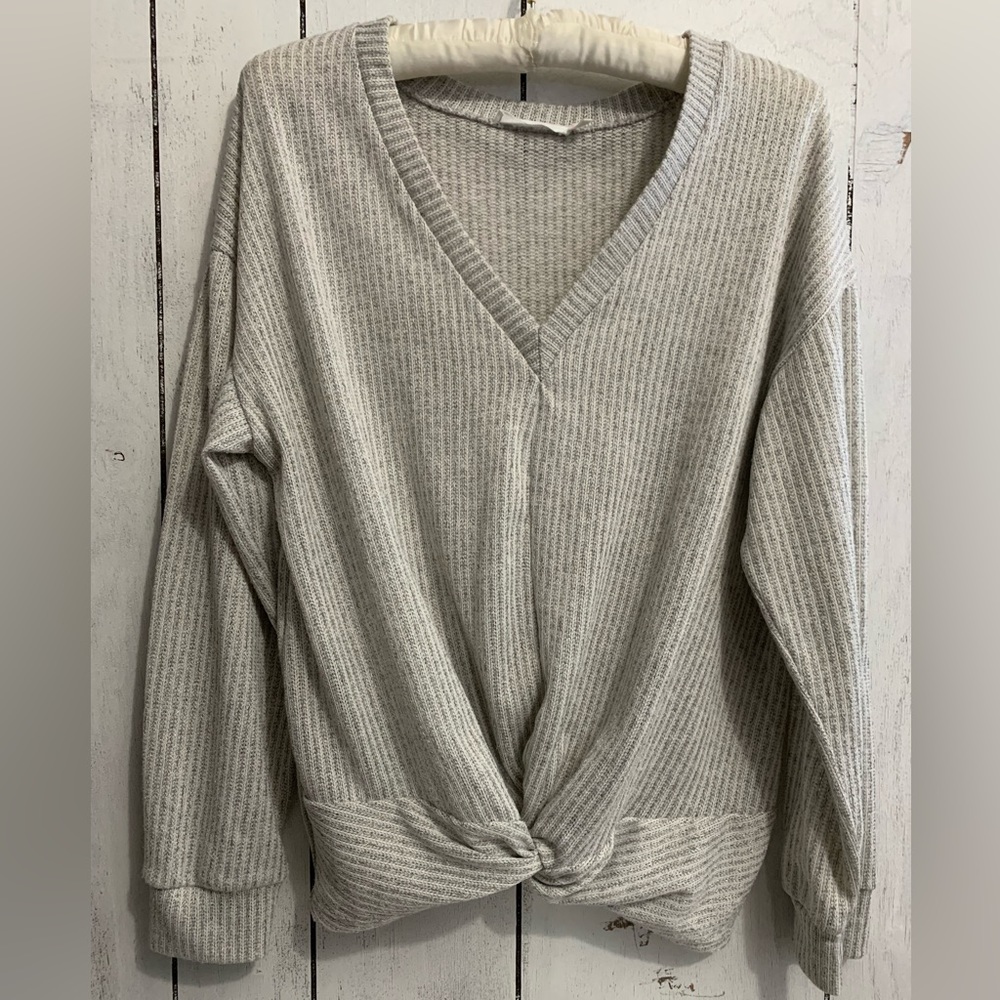 Lush Gray Twist Front Top